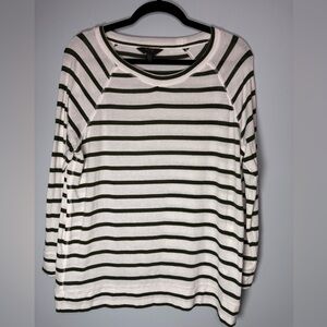 Mix by 41 Hawthorn Green and White Striped Long Sleeve lightweight sweater